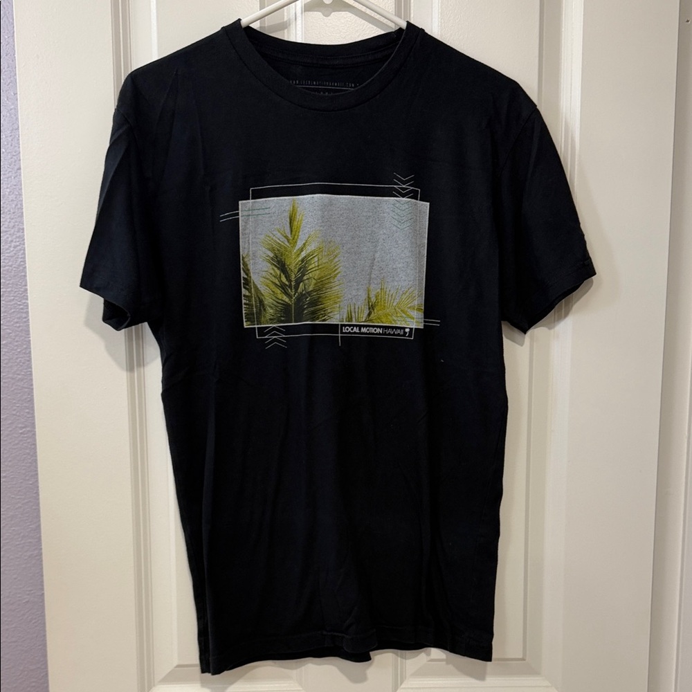 Black Graphic Tee with Nature Design